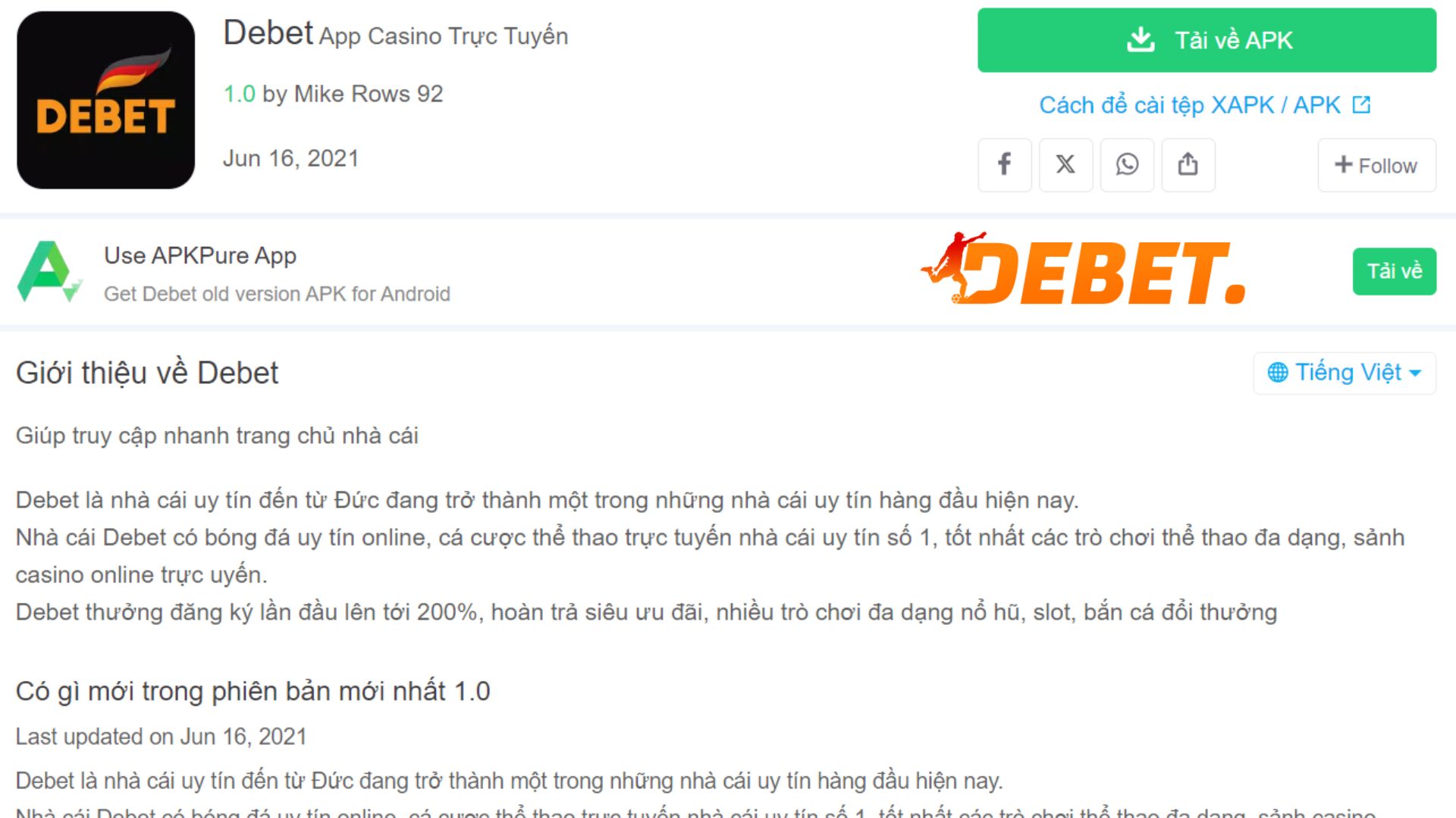 Debet Tải App Debet